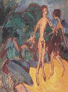 Ernst Ludwig Kirchner Nackter Jungling und Madchen am Strand oil on canvas